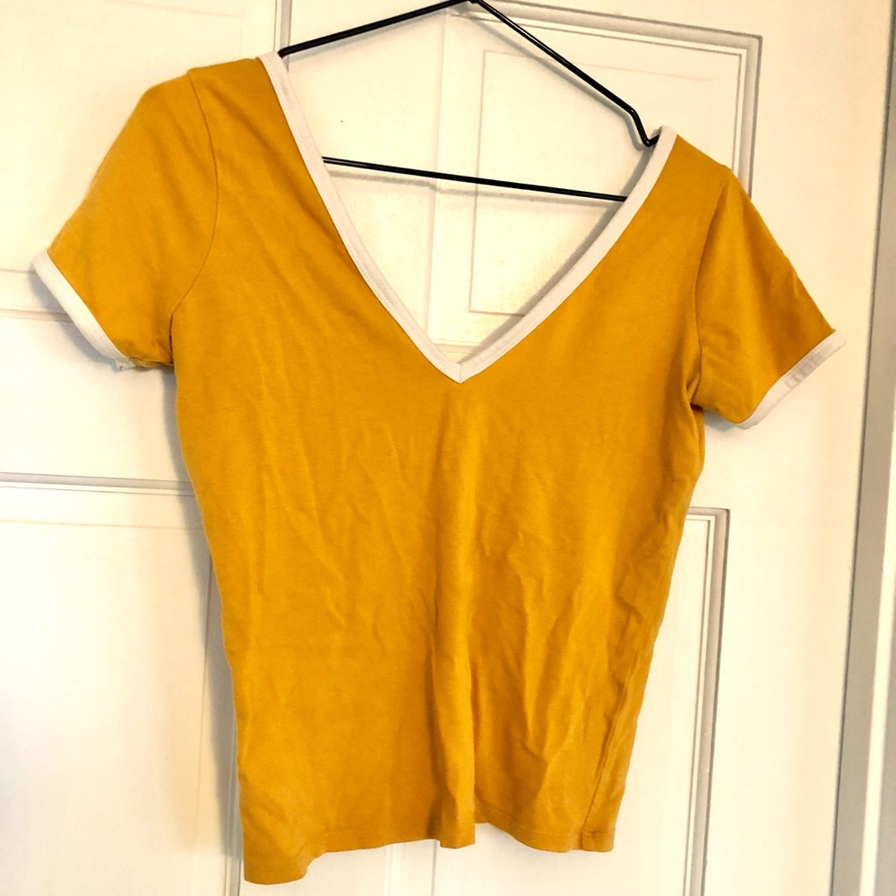 Forever 21 size S orange tee shirt with wide neckline - good preloved condition